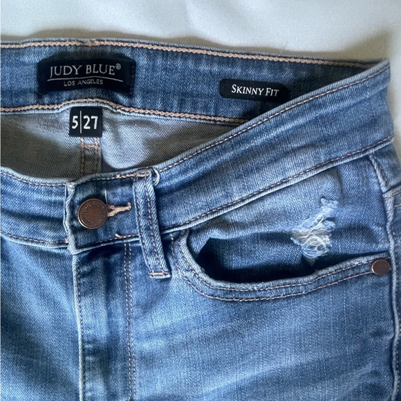 Judy Blue Distressed Skinny Jeans High Rise Stretch Denim Ankle Ripped Cotton - Picture 4 of 11